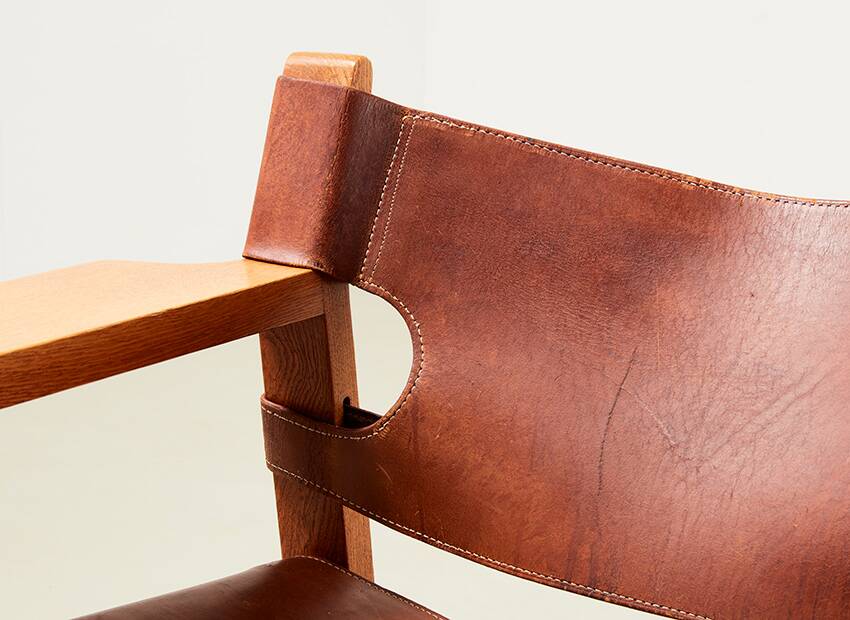 Borge Mogensen Pair of Spanish Chairs model 2226 for Fredericia Denmark 1958