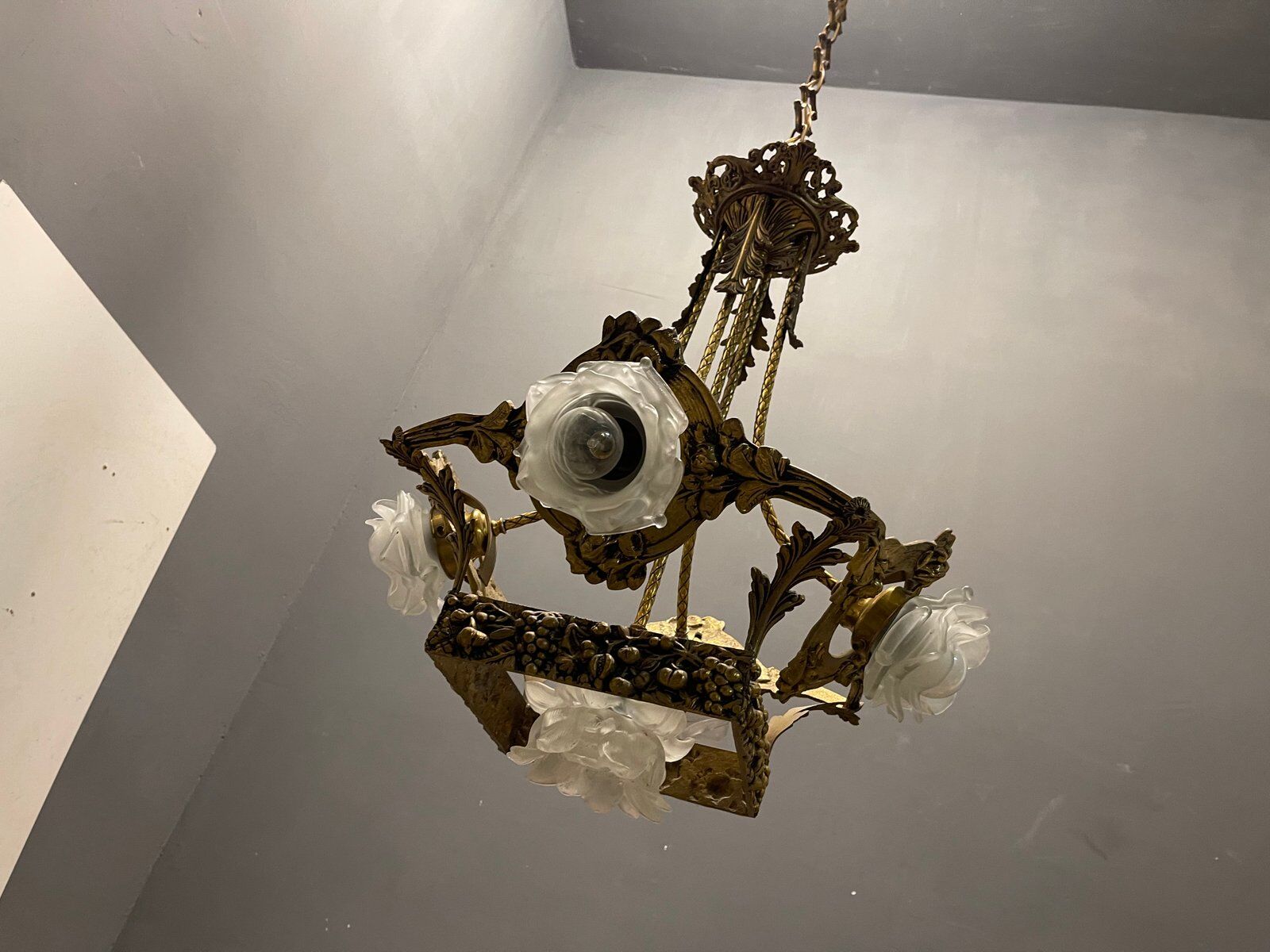 Italian liberty gold gilded chandelier