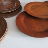 Lot de 12 assiettes en contreplaqué de palissandre et teck par Morsbak, Danemark années 1960