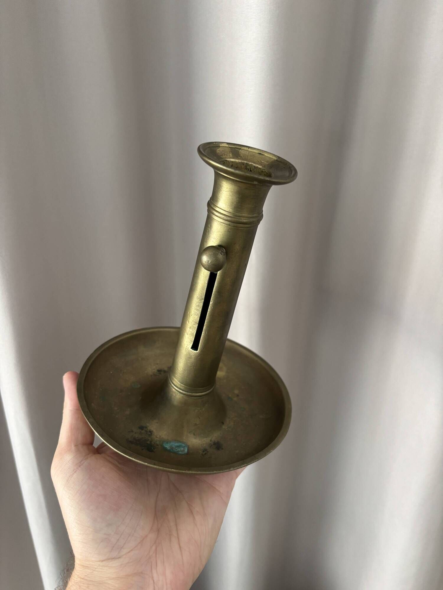 Vintage Adjustable Brass Chamber Candlestick