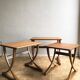 Set of 3 nesting tables from Nathan editions in teak and beech.