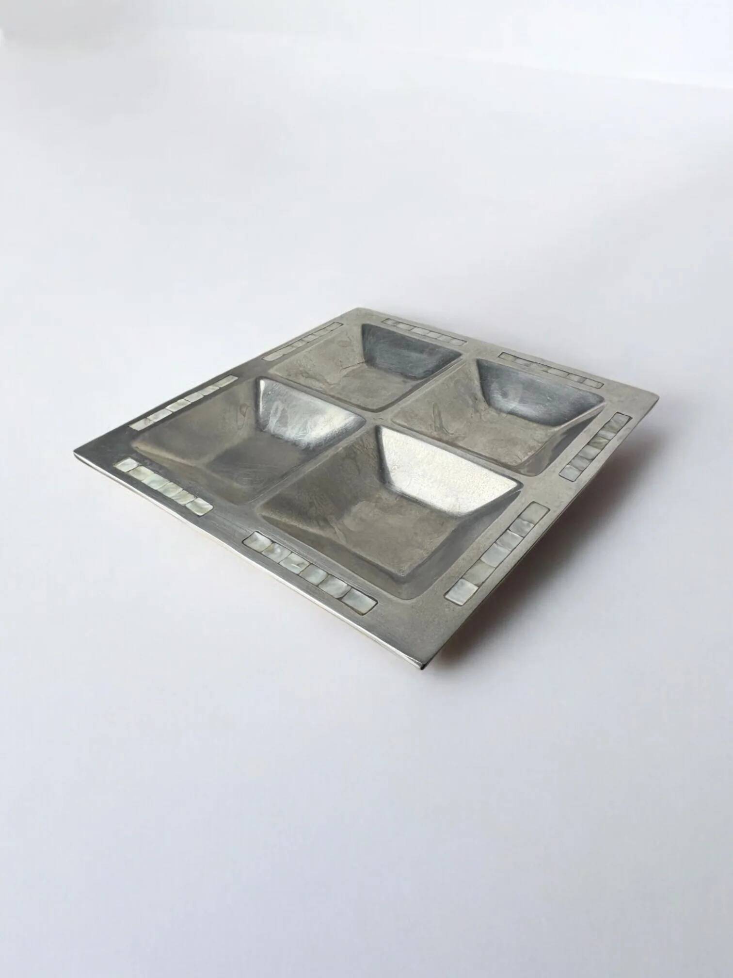 Mother-of-pearl & aluminium centerpiece, Italy, 1970s