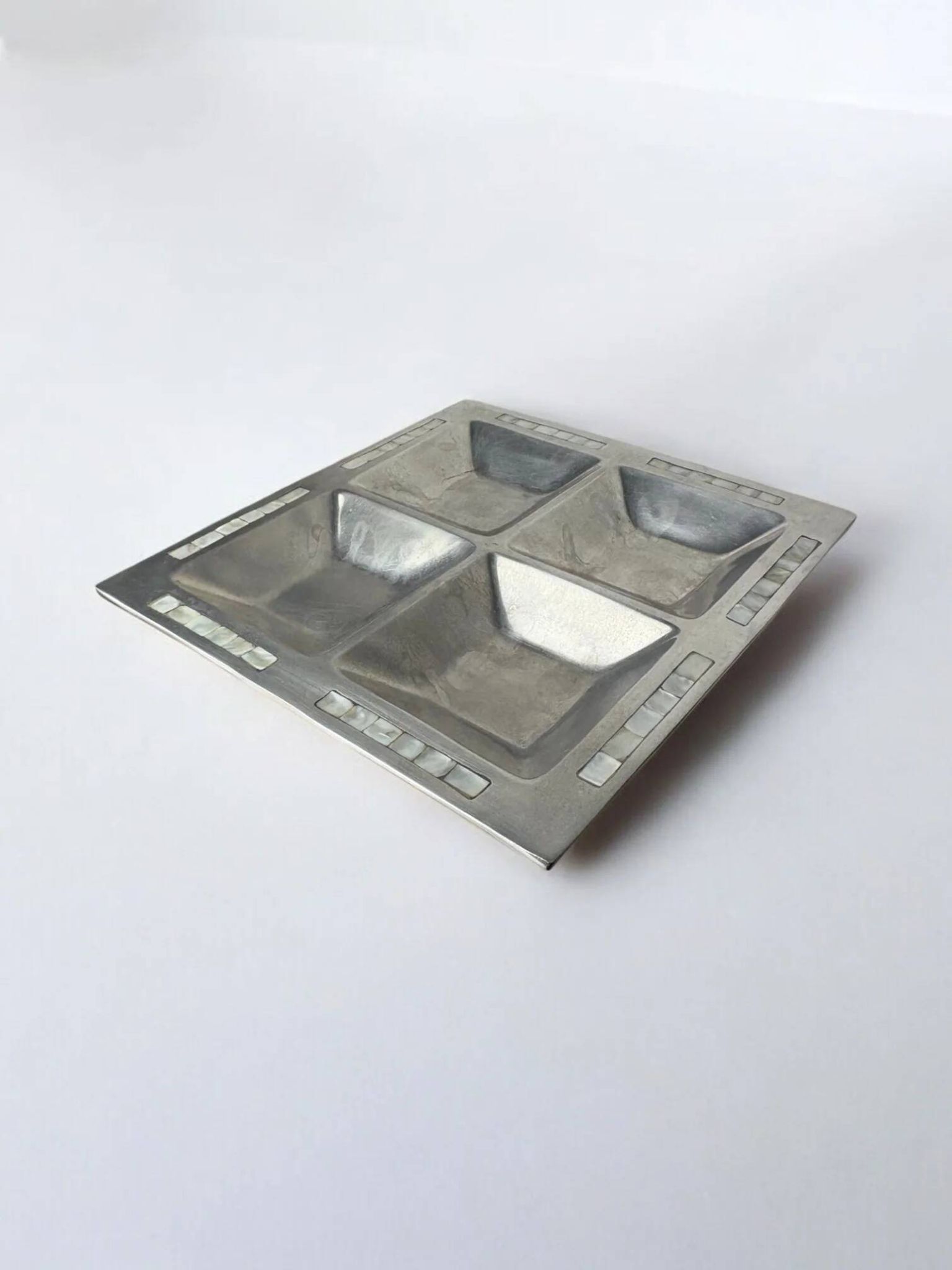 Mother-of-pearl & aluminium centerpiece, Italy, 1970s