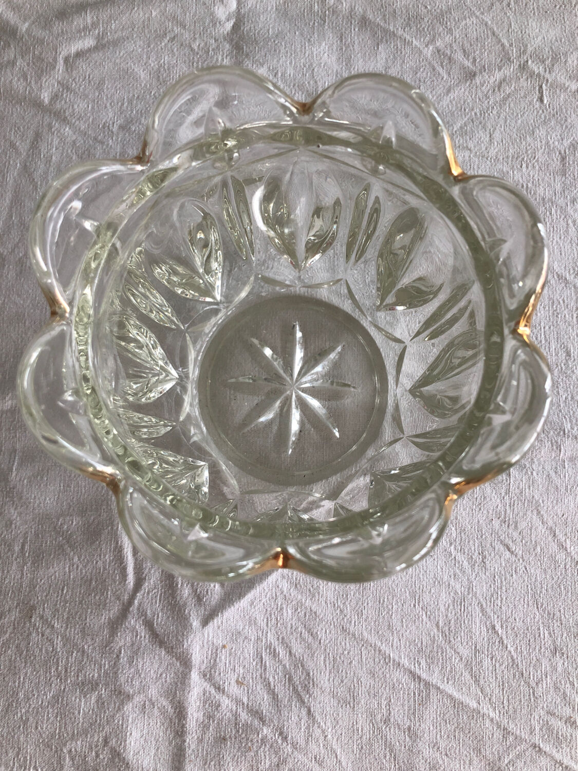 Vintage cut glass ball vase