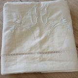 Pure linen canvas sheet/tablecloth/curtain "Blue flower"