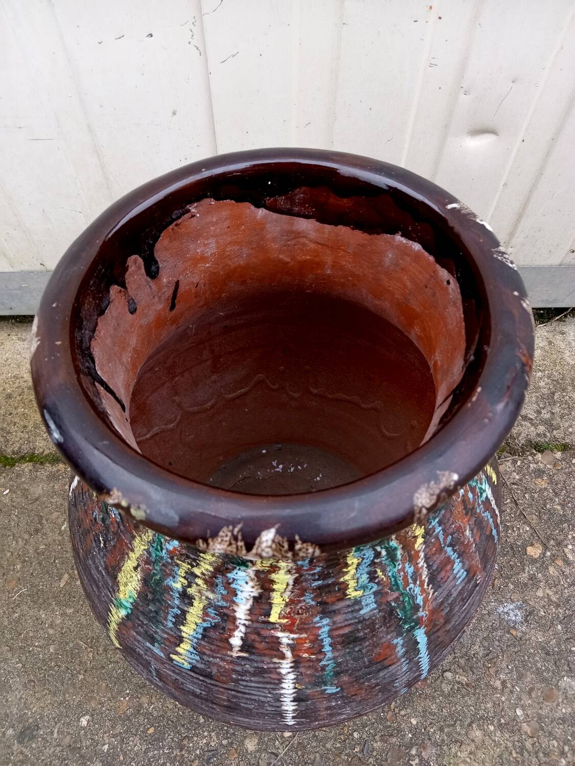 Old vintage ceramic flower pot