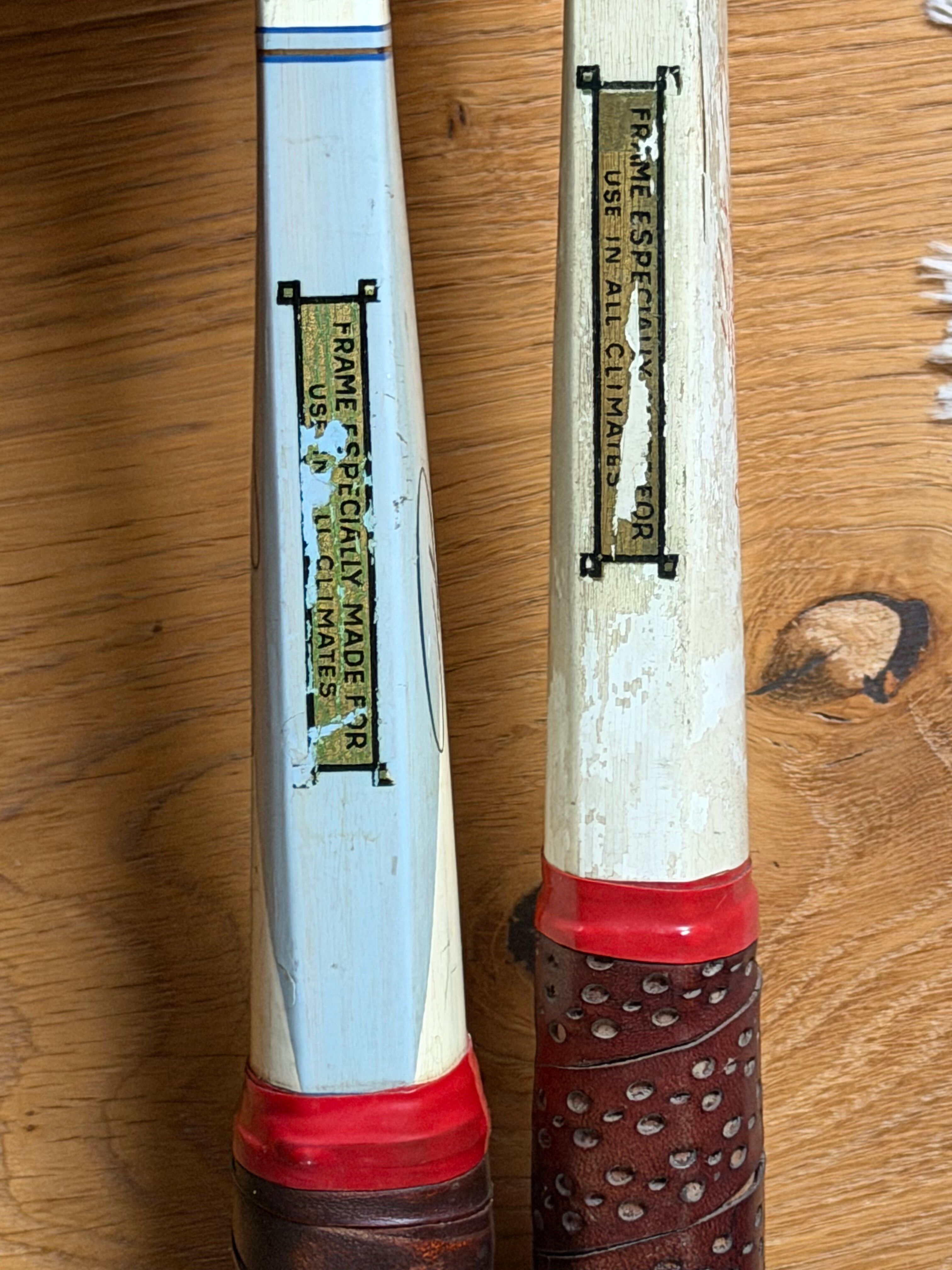 Vintage Pinguin rackets from the 1960s.