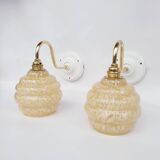 Speckled glass swan neck wall lights