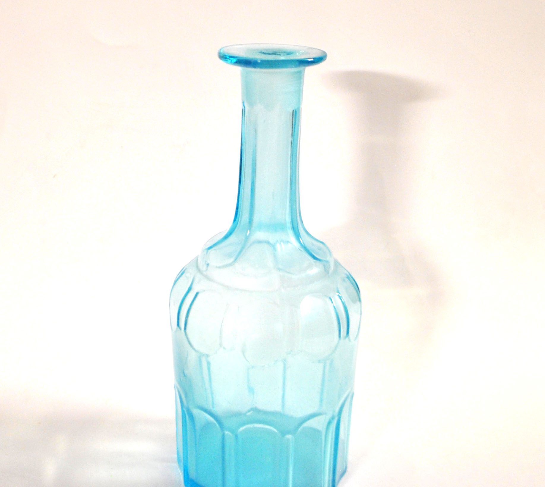Vintage glass carafe in light blue blown glass 22cm