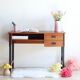 60s modernist style desk in black and mahogany laqué wood