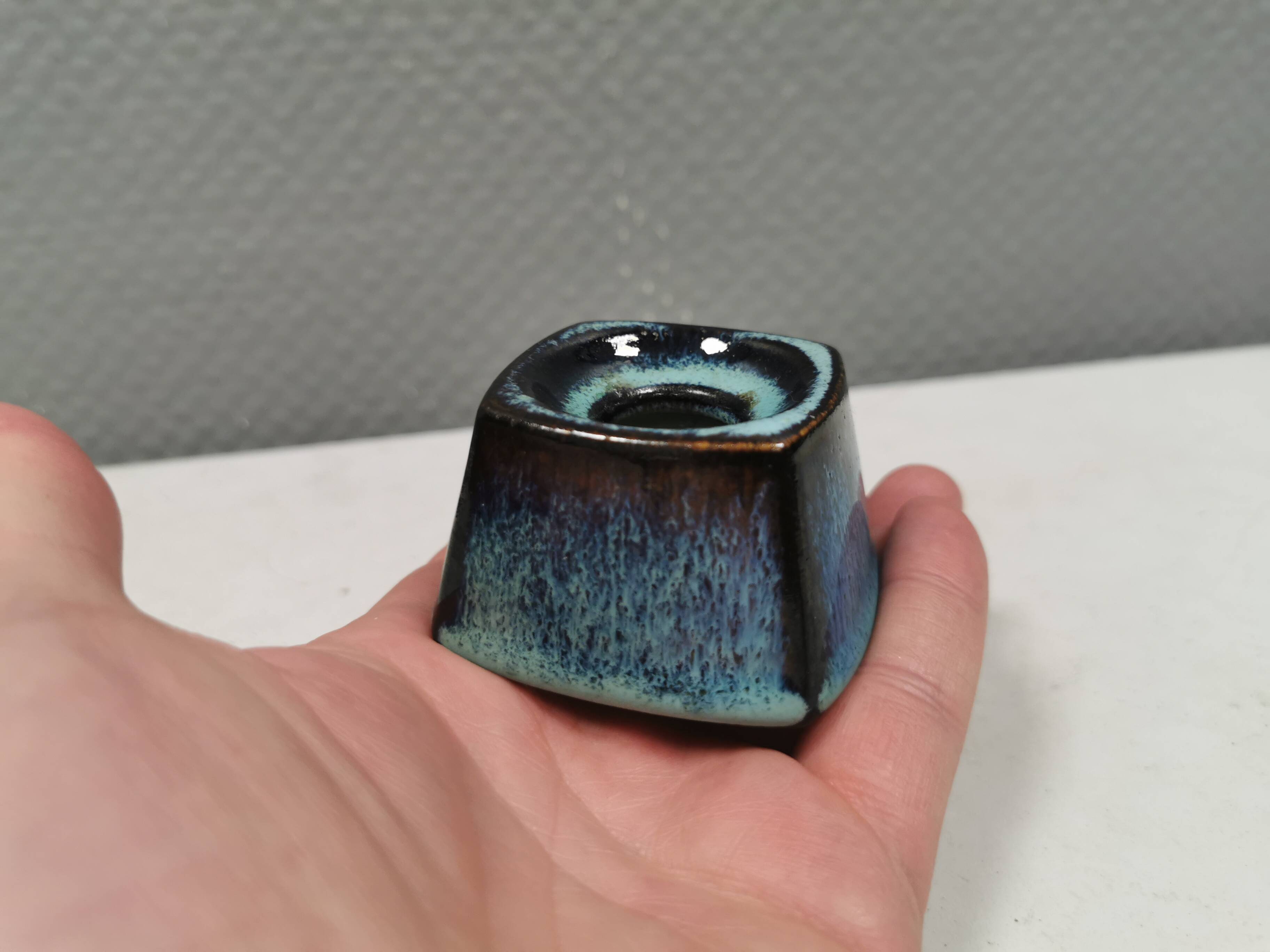 Small delicious candle holder from Danish Stogo ceramics 1980s