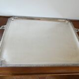Large rectangular silver metal tray with handles Maison Wiskemann