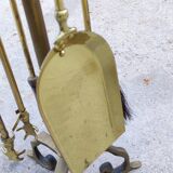 Serviteur de cheminé en bronze doré décor équestre, cheval