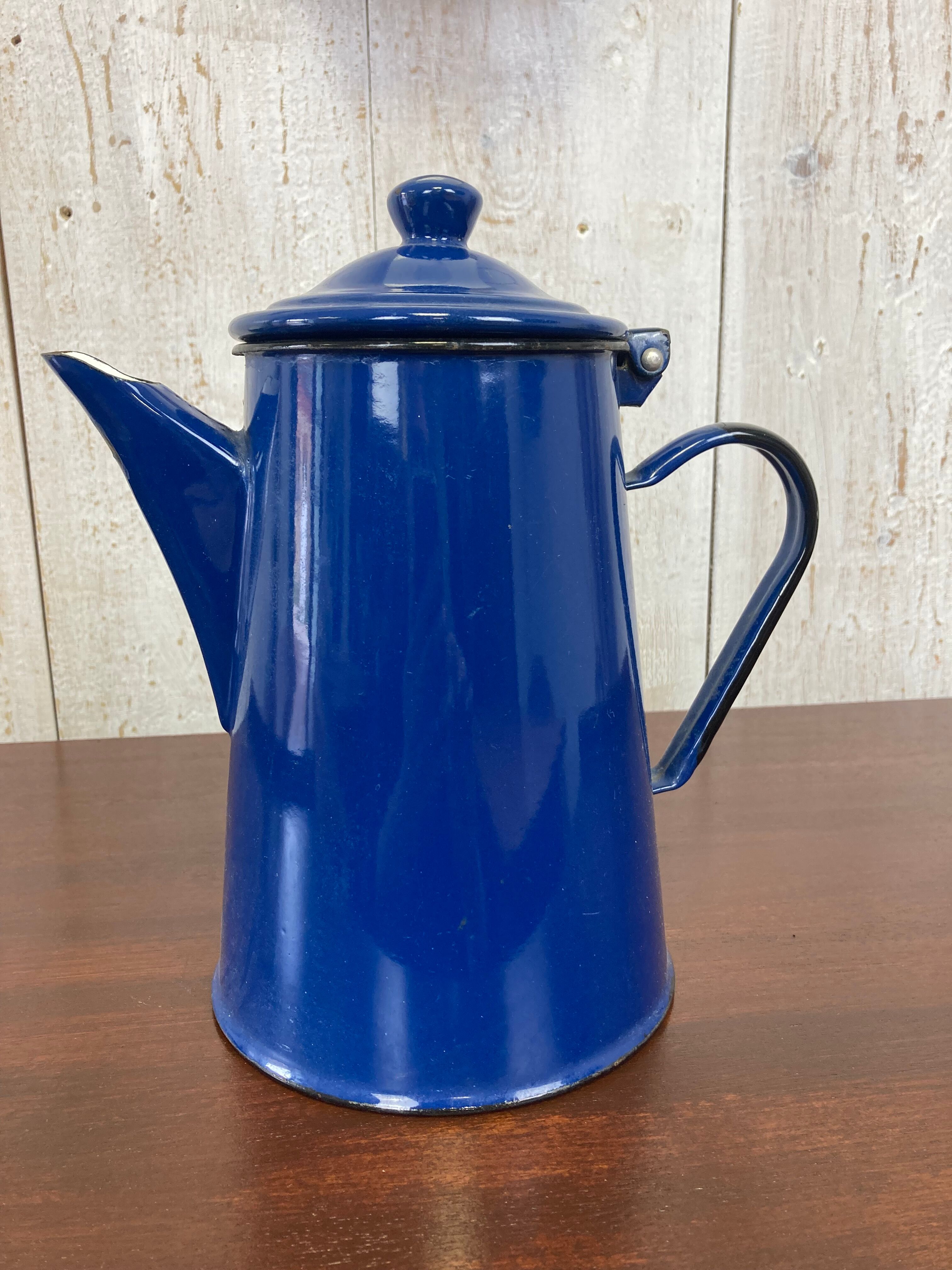 Blue enamelled coffee maker