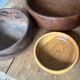 Ensemble de trois coupes en véritable bois d'olivier, fartisanaux, vintage