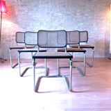 Set of 5 B32 Cesca chairs black lacquer by Marcel Breuer 80s Made in Italy