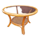 Round coffee table in cane and bamboo, vintage 1960