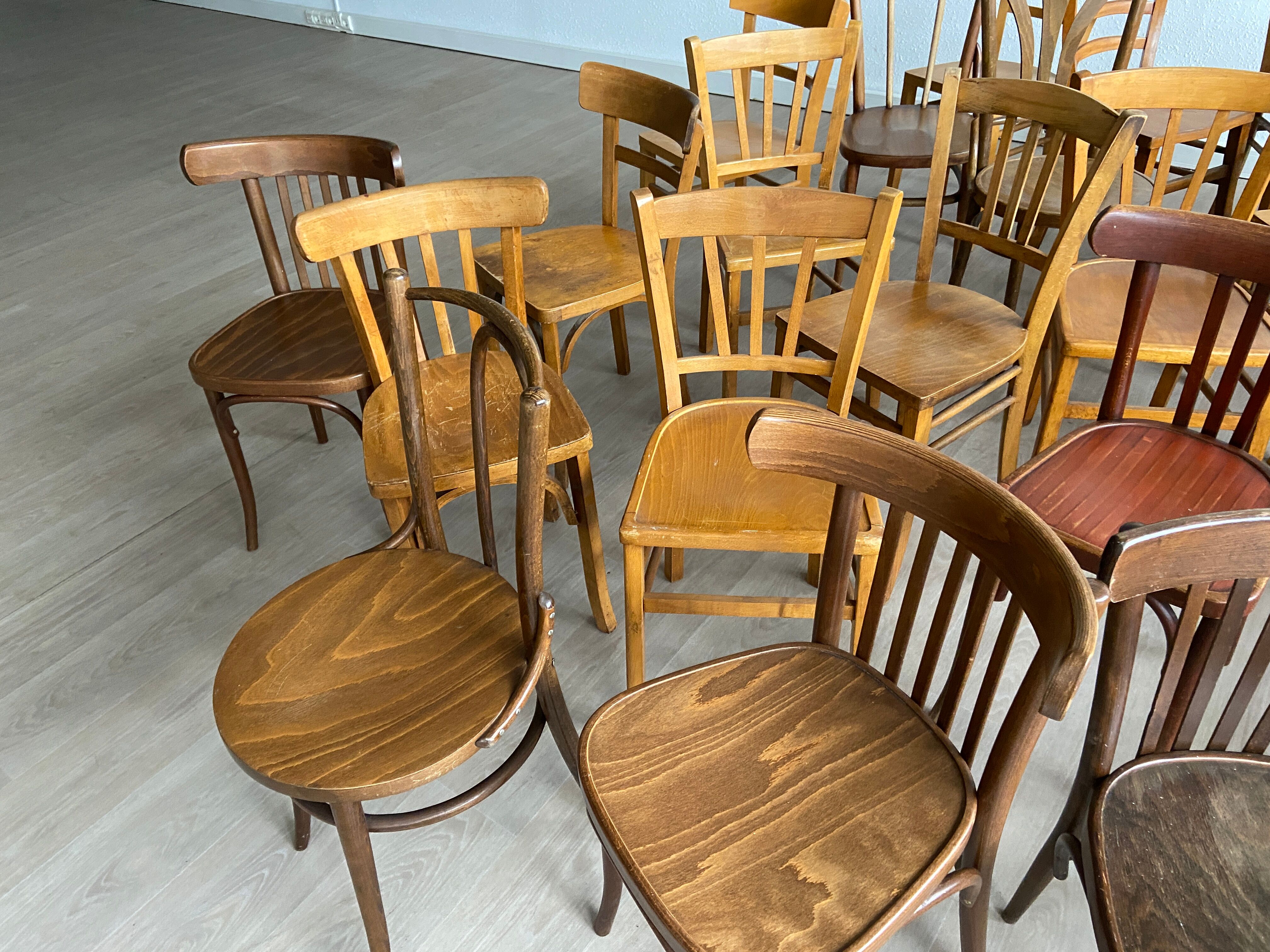 50 vintage restaurant café chairs mismatched curved wood from the 50s-60s