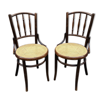 Pair of chairs curved wood bistro brasserie