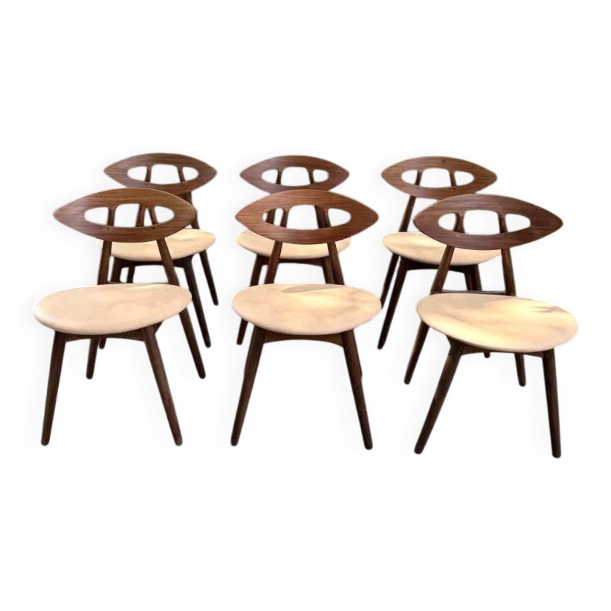 Ensemble de 6 chaises en teck par Ejvind A. Johansson - Modèle 84, Danemark, 1961