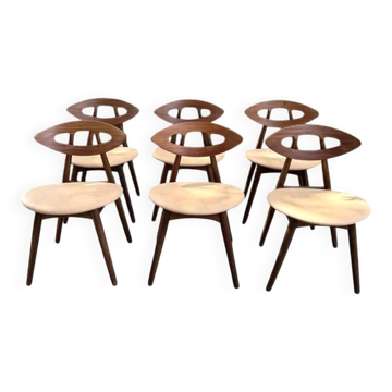 Set of 6 teak chairs by Ejvind A. Johansson - Model 84, Denmark, 1961