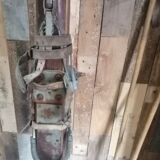 Pair of wooden ski & vintage ski poles year 1940