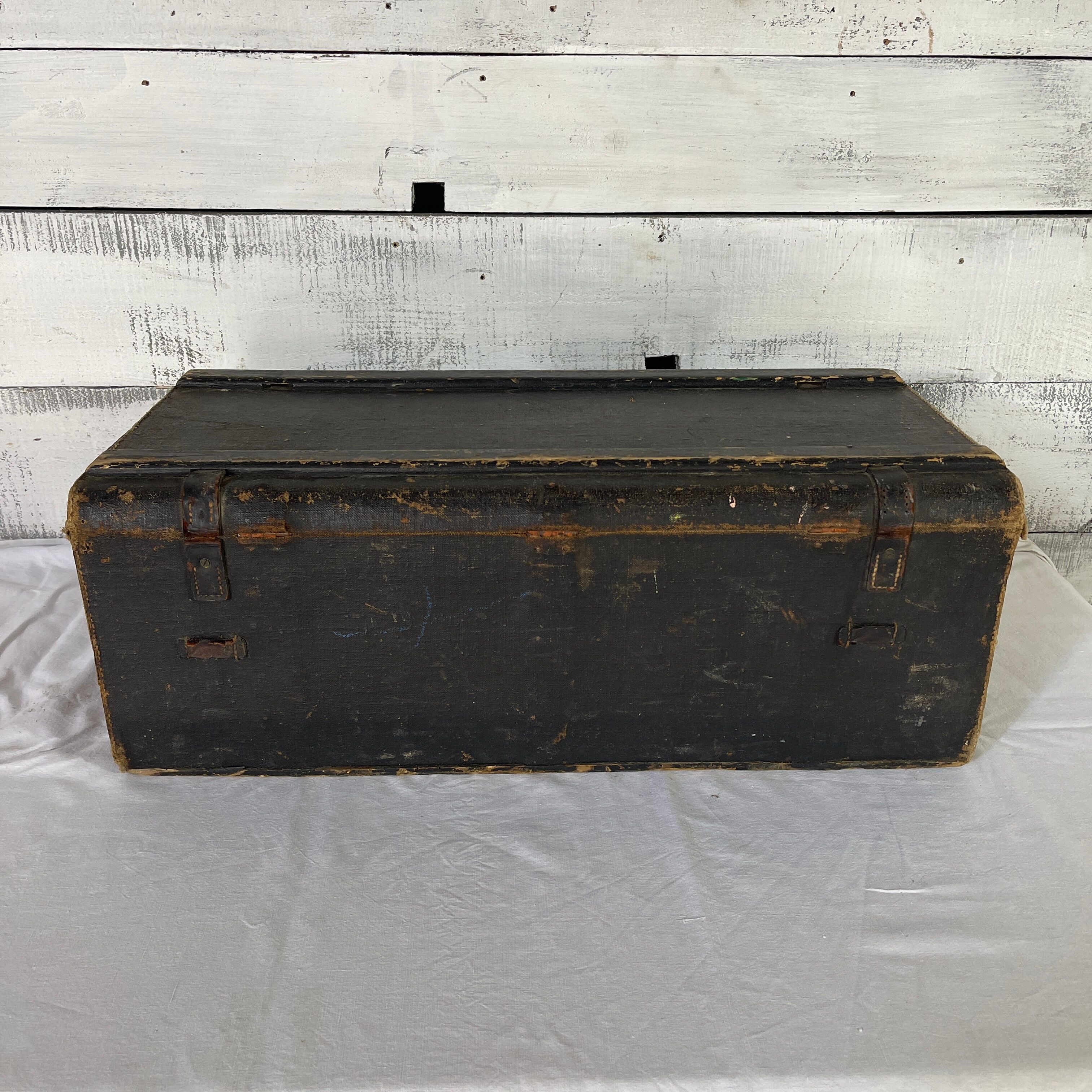 Old black canvas trunk