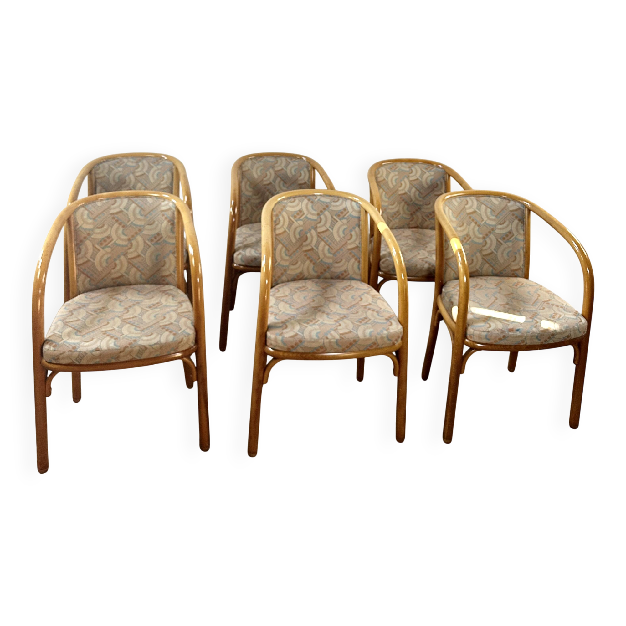 Set of 6 Baumann armchairs France 1980s