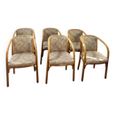 Set of 6 Baumann armchairs France 1980s