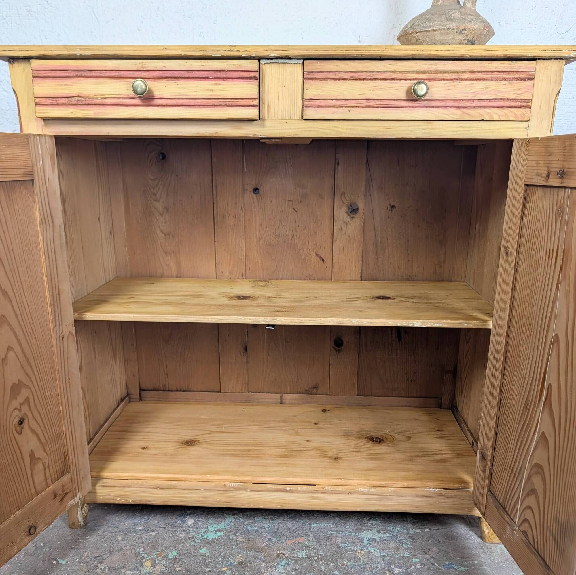 Rustic pine sideboard with two doors
