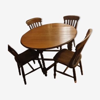 Table gateleg and 4 chairs