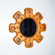 Sun-shaped modernist enamel mirror by J. Capo Esmaltes, Spain, 1970s