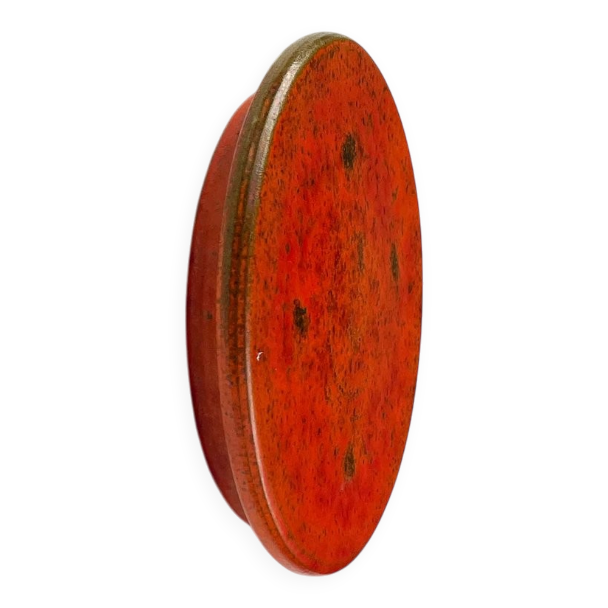 Mid-century modern Danish studio pottery, orange wall coat rack by Signe Boesen Northroup, 1960s.