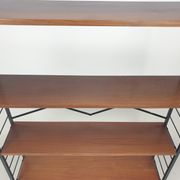 Italian free standing teak shelving unit, 1950