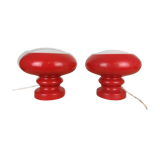 Paire de lampes champignon verre rouge space age années 70