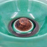 Vintage ceramic and leather ashtray from the 1950s