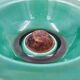 Vintage ceramic and leather ashtray from the 1950s