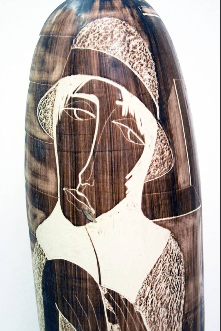Large Ceramic Vase From Faenza With Engraved Decoration, 1970s