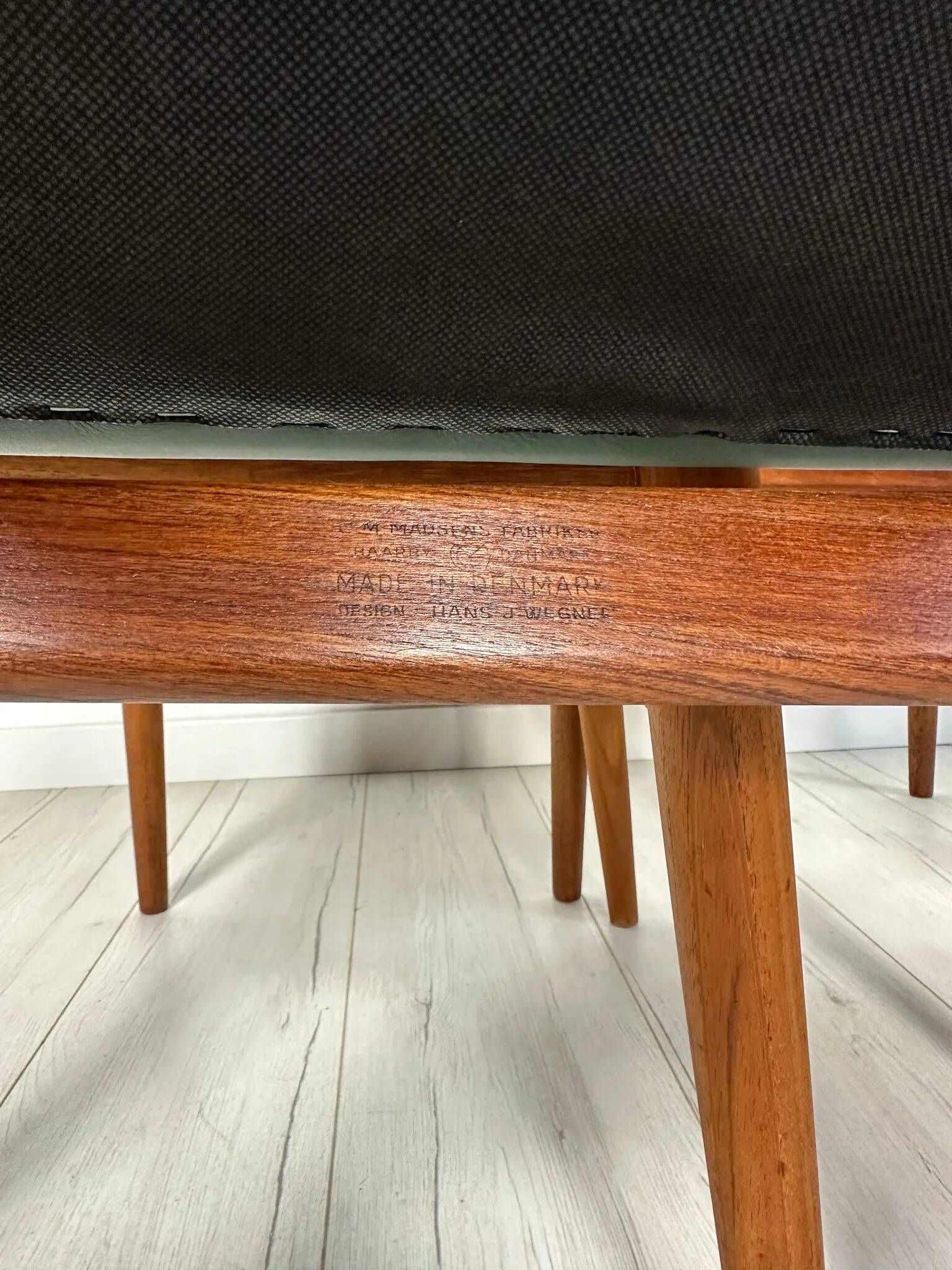 1950s set of 5 vintage Danish teak dining chairs W2 by Hans J. Wegner for CM Madsen