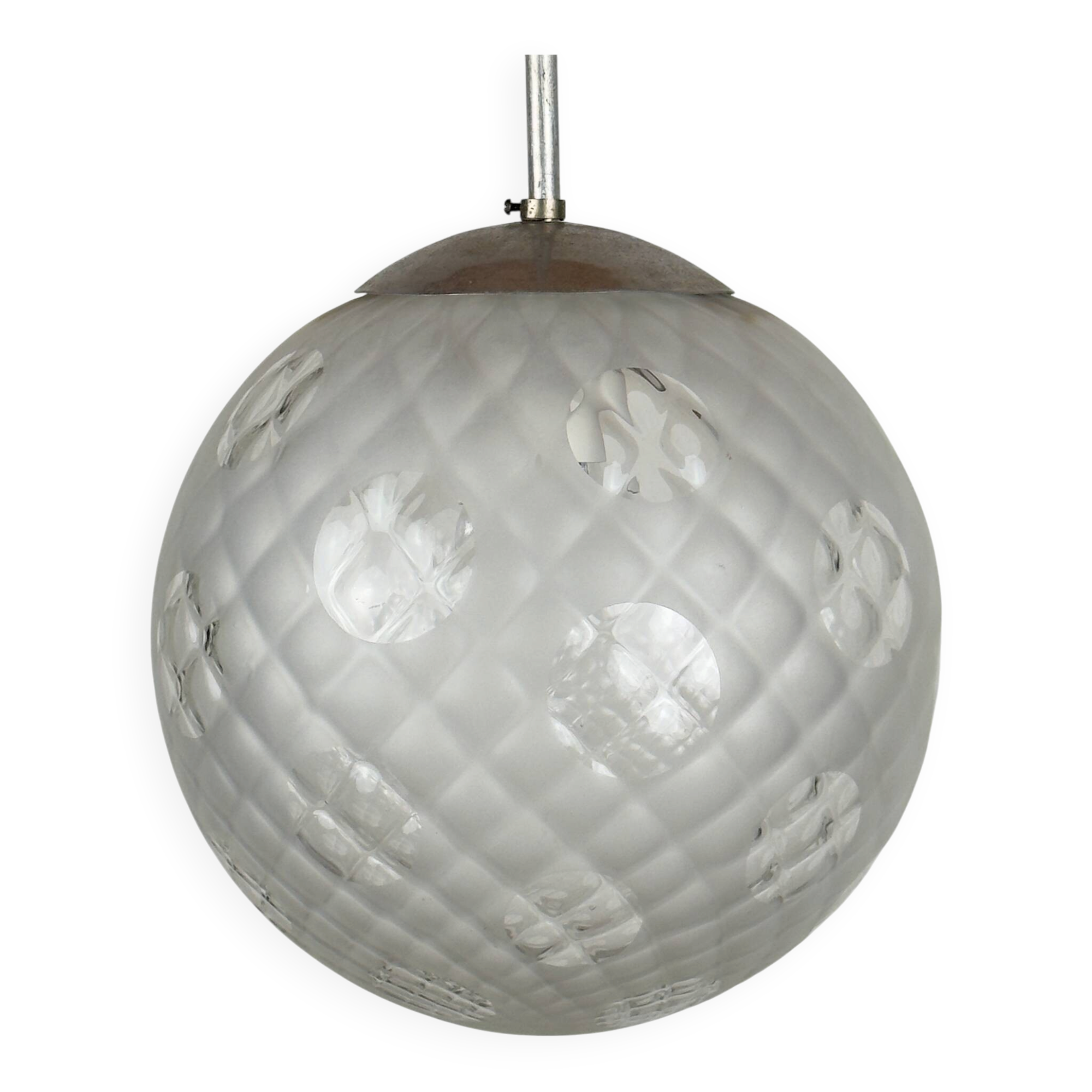 Vintage murano sphere ball pendant lamp Italy 1950s