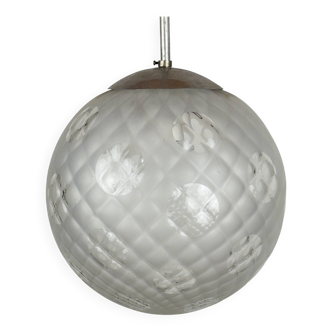 Vintage murano sphere ball pendant lamp Italy 1950s