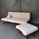 Tatra sofa bed, renovated buckle fabric, vintage czech 1960