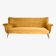 Three-seater velvet sofa, German, 1960s, mustard, restored.