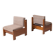 Pair of brutalist armchairs, Czechoslovakia, 1970s, made of pine wood and wool.