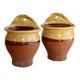 Pair of vintage wall planters in yellow glazed stoneware.