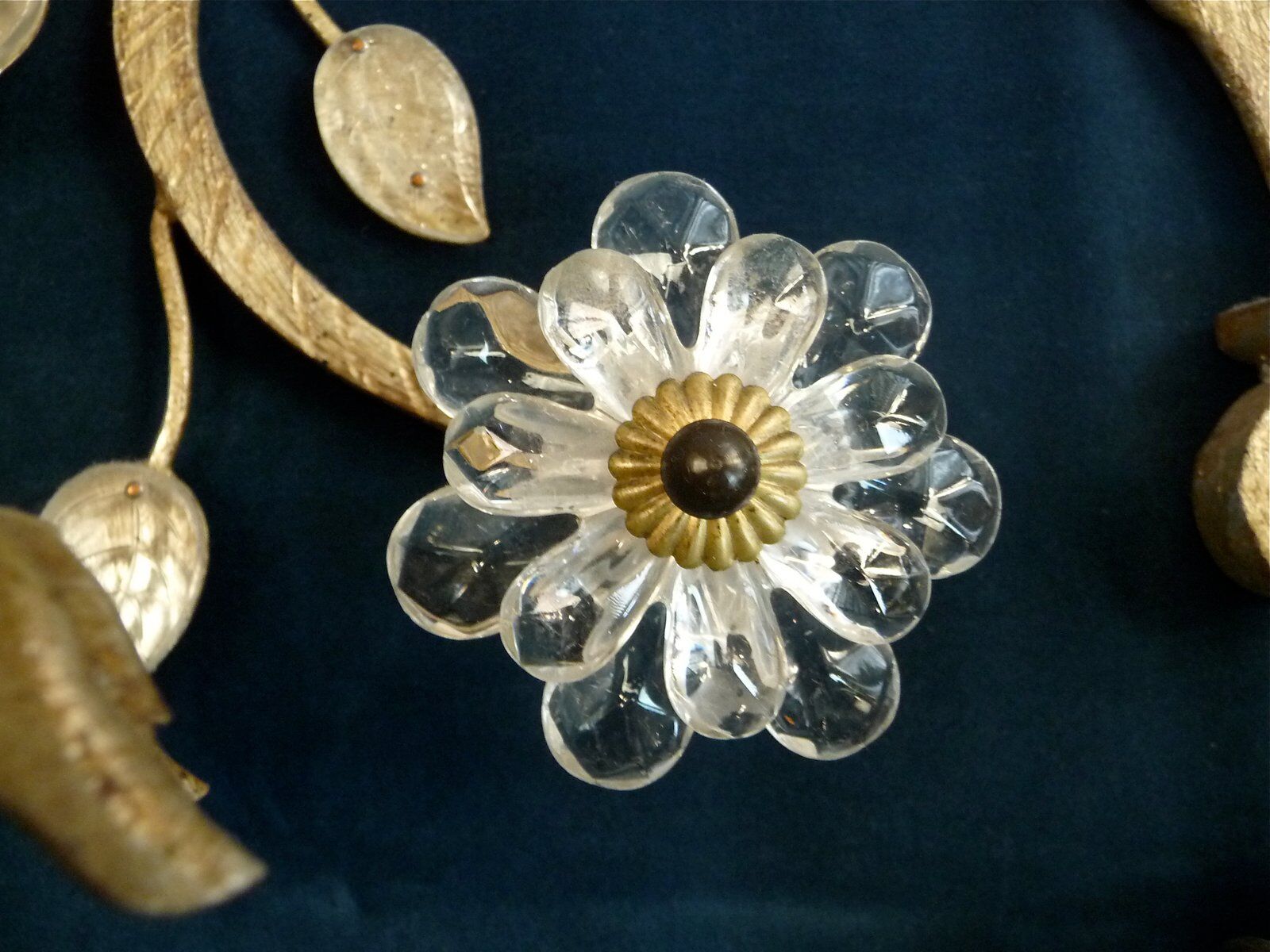 Large Italian gilt metal and crystal glass sconces from Banci Firenze, 1960s, set of 2