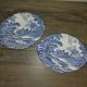 Porcelaine Lunéville - 2 petits plats paysage bleu
