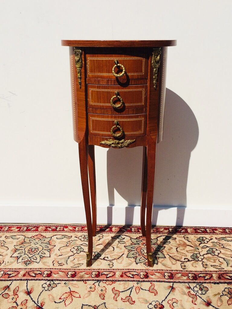 Console - table pedestal table marquetry style louis xv