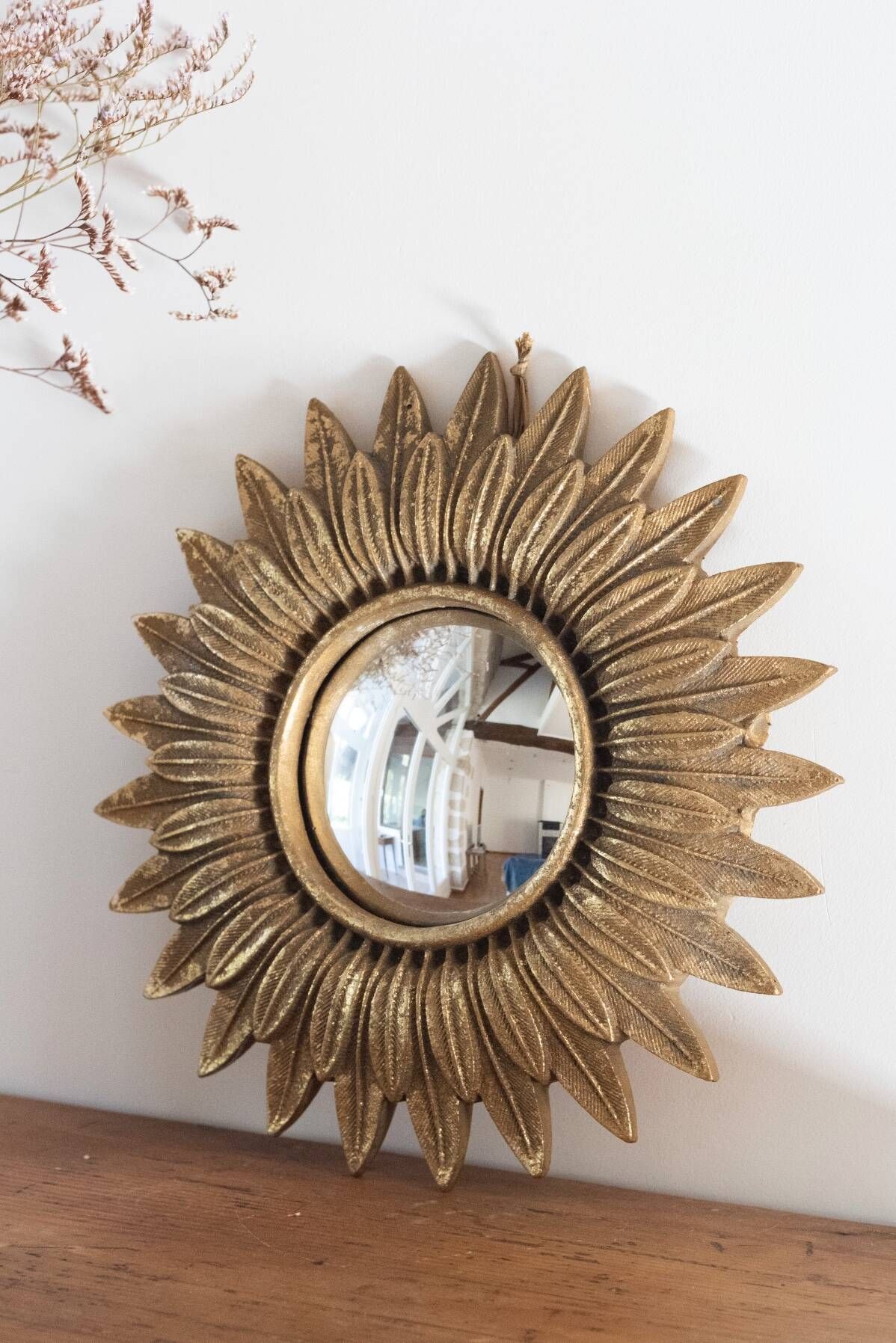 Petit Miroir Rond "œil De Sorcière" Cuivré - Cadre Doré - 7 Cm - Déco Murale Vintage