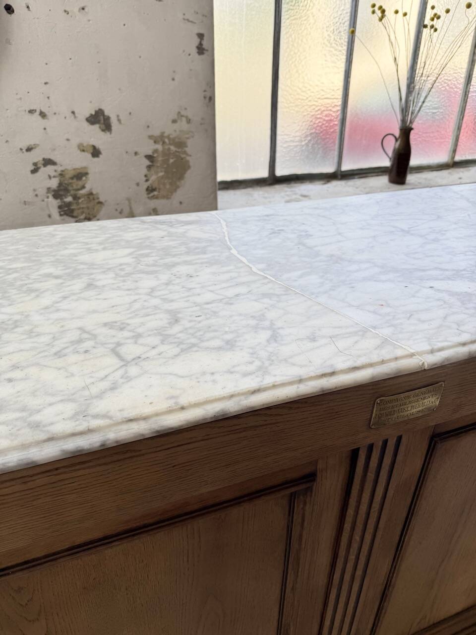 Oak and marble counter 1950